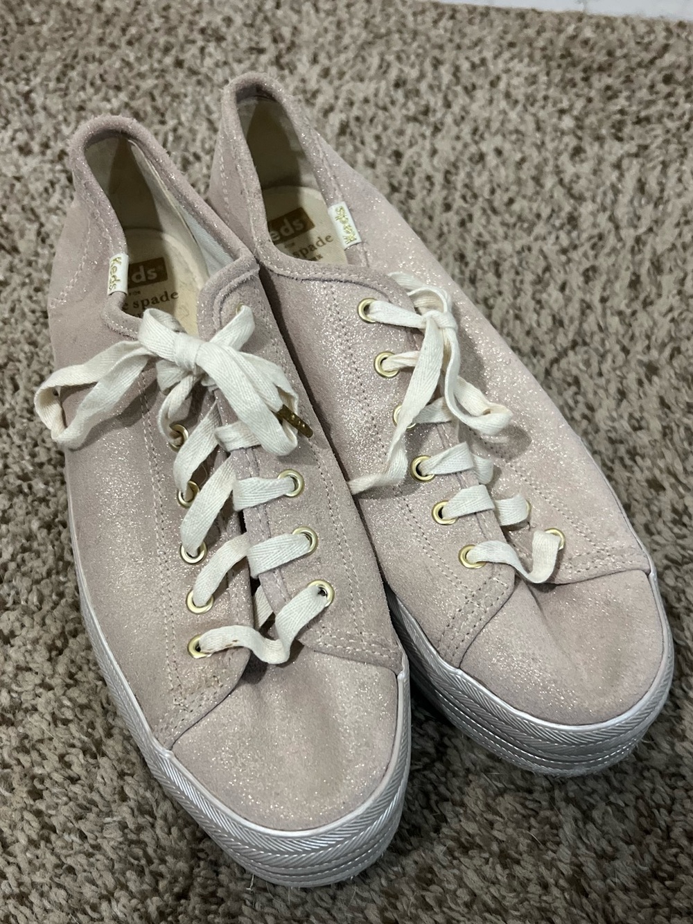 kate spade Blush Glitter Low-Top Platform Sneakers size 8.5